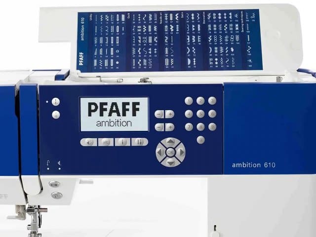 PFAFF Ambition 610 Sewing Machine Stitch Chart